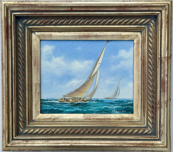"Full Sail", Contemporary Oil on Canvas, Framed
