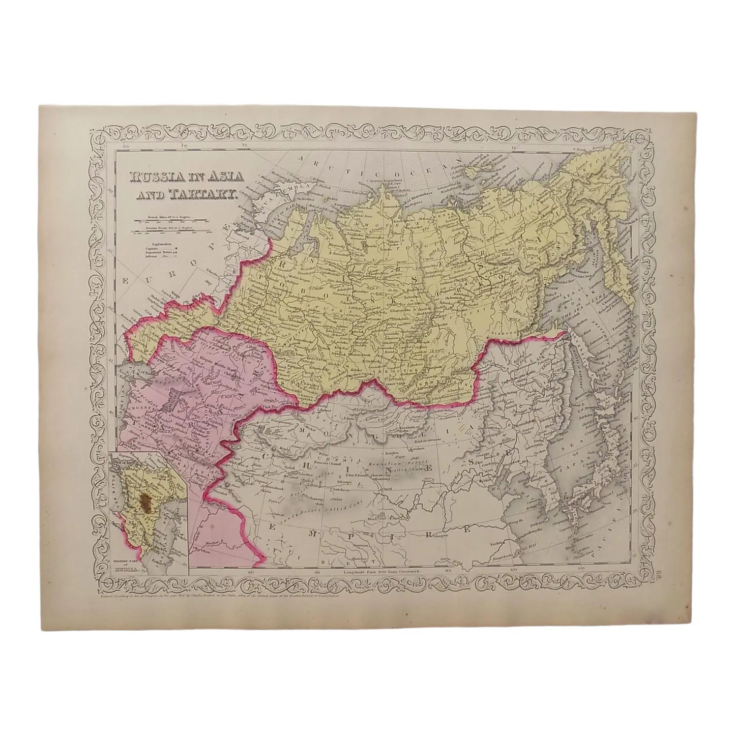 Russia, Tartaria and China, Original Map by Mitchell, 1849