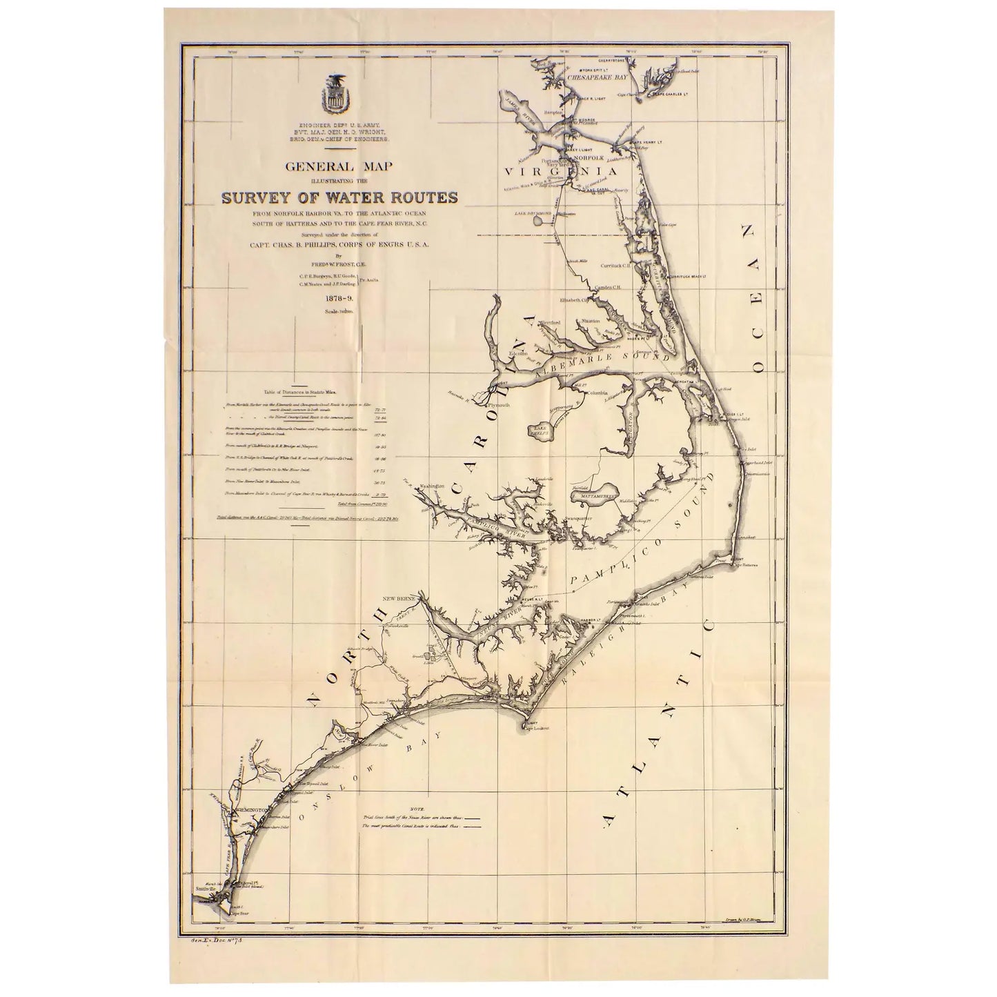 Mid Atlantic Survey Chart (Norfolk, Hatteras & Cape Fear), 1878