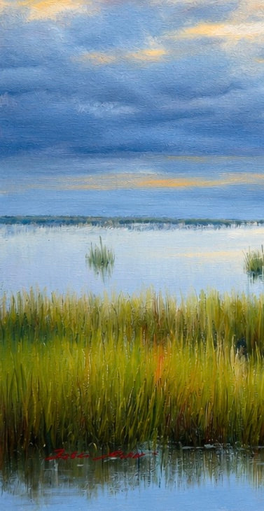 Original Coastal Marsh Oil Painting, 20 x 24 Unstretched Canvas by Eric Son