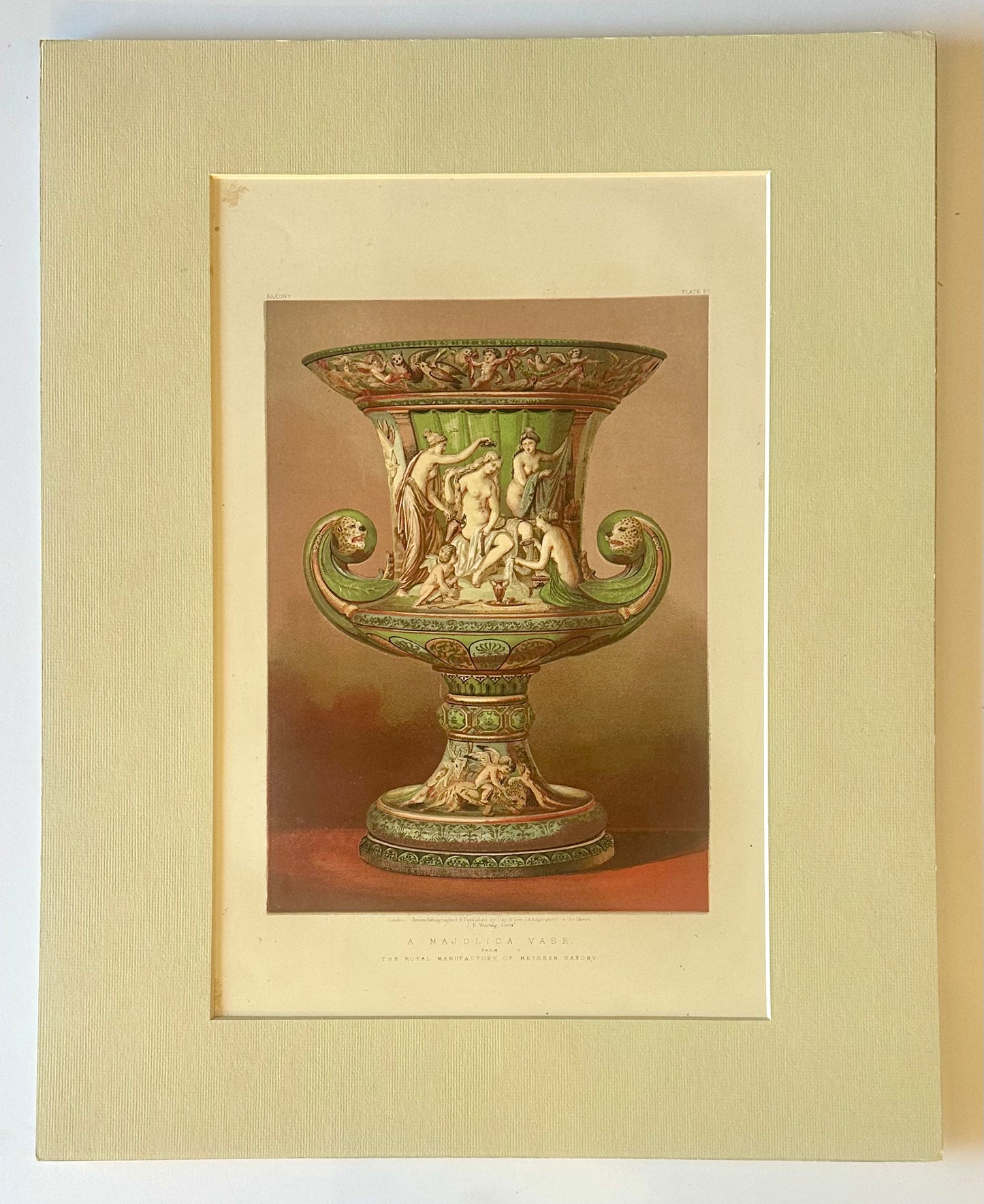 Majolica Vase - Saxony: J. B. Waring 1862 Chromolithograph, 1862