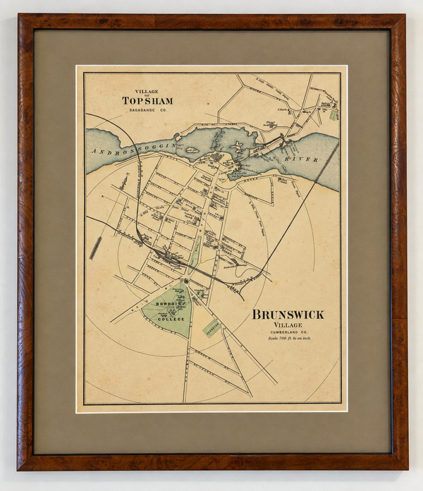 Brunswick & Topsham, Maine Villages Map – Bowdoin College, 1890