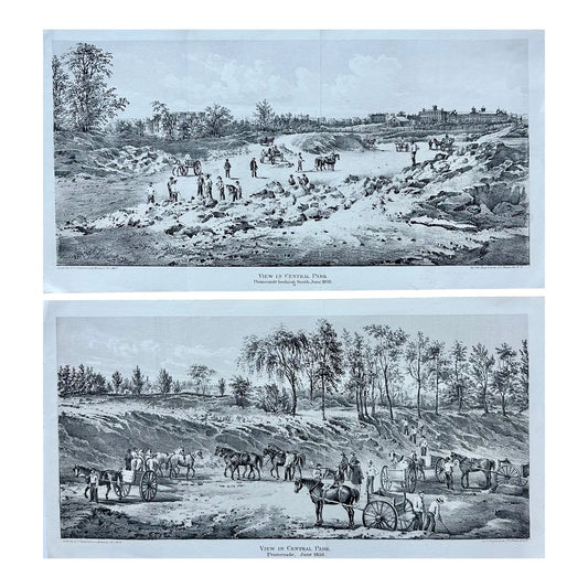 Central Park Engravings - Rare, Set of Two Historical Prints, 1858