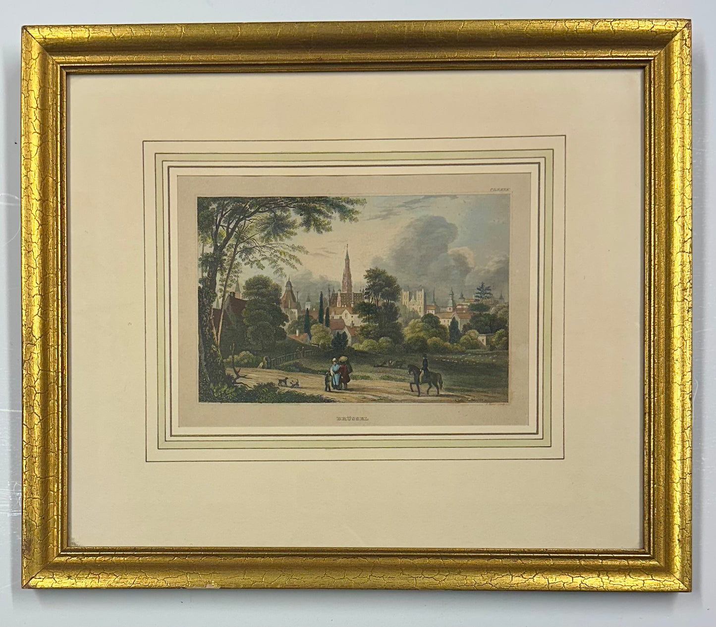 Brussels: Upper Largo & Church, Original Print, 1840 (Framed)
