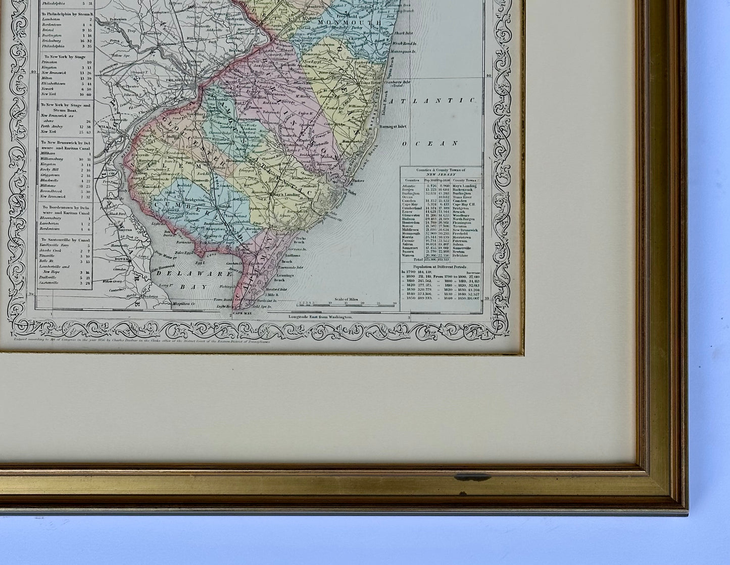 Map of New Jersey by Charles Desilver, 1859 (Framed)