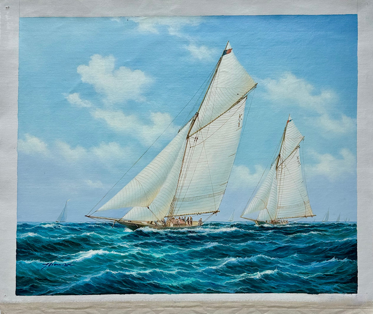 Gaff-Rigged Sailboats Nautical Original Painting, Unstretched by Thomas