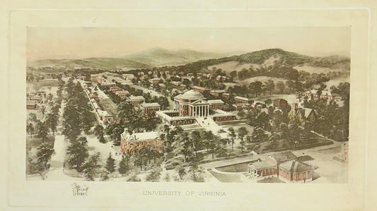 University of Virginia (UVA), Charlottesville After Richard Rummell, c.1913 — Hand-Colored Print
