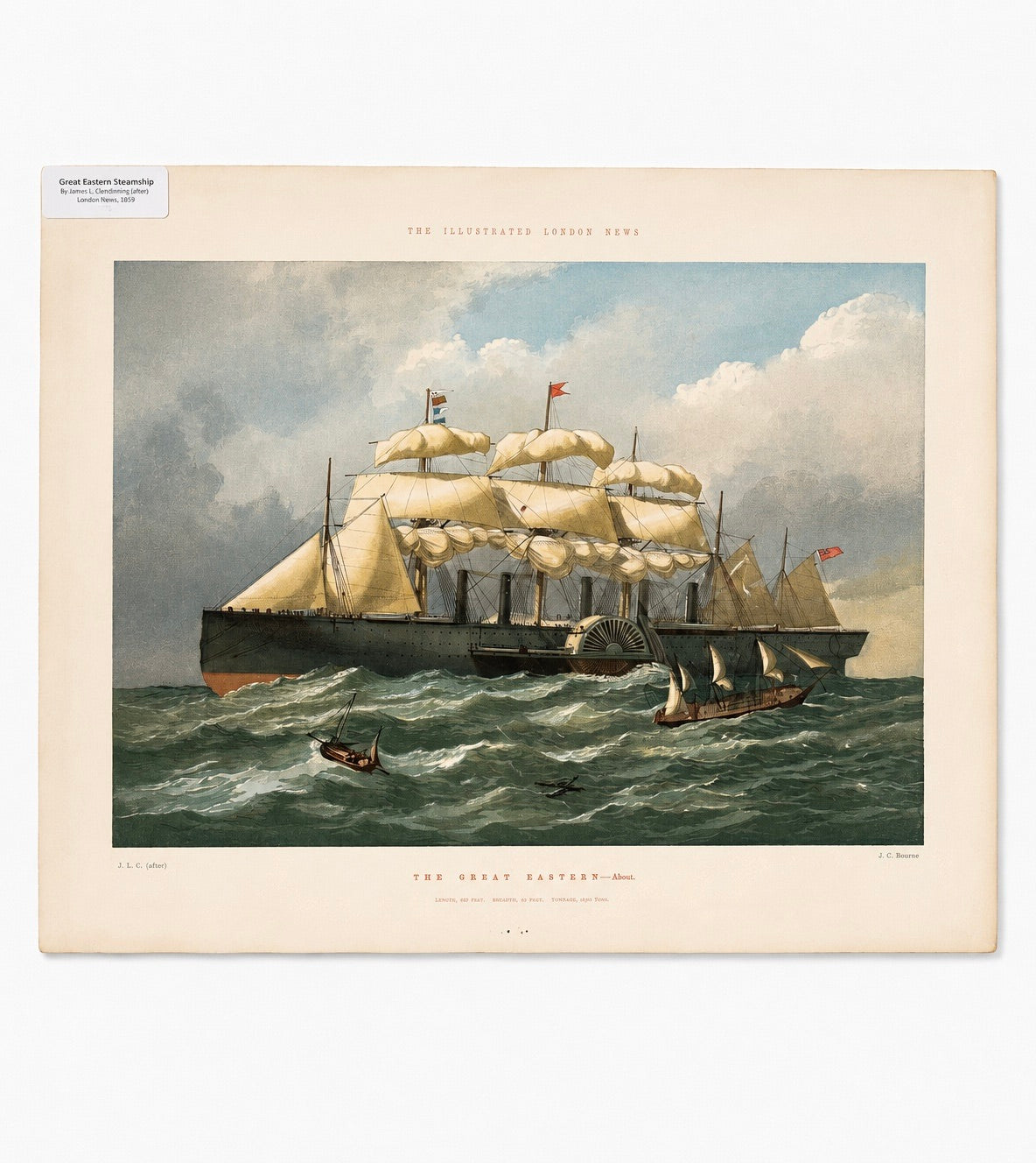 The Great Eastern Steamship — Historic Color Lithograph from The Illustrated London News, 1857