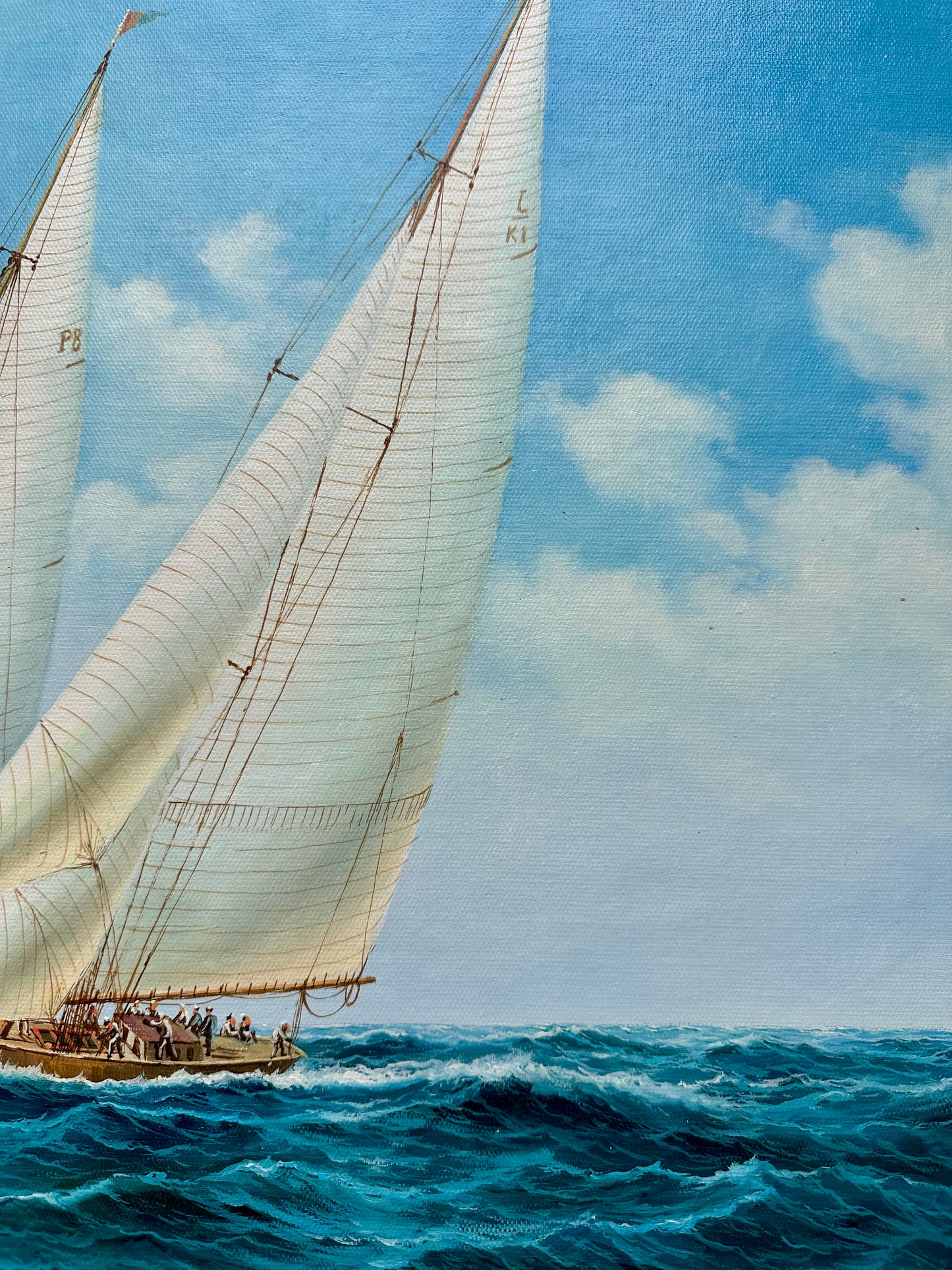 Schooner Racing Sailboats Nautical Original Painting, Unstretched by Thomas
