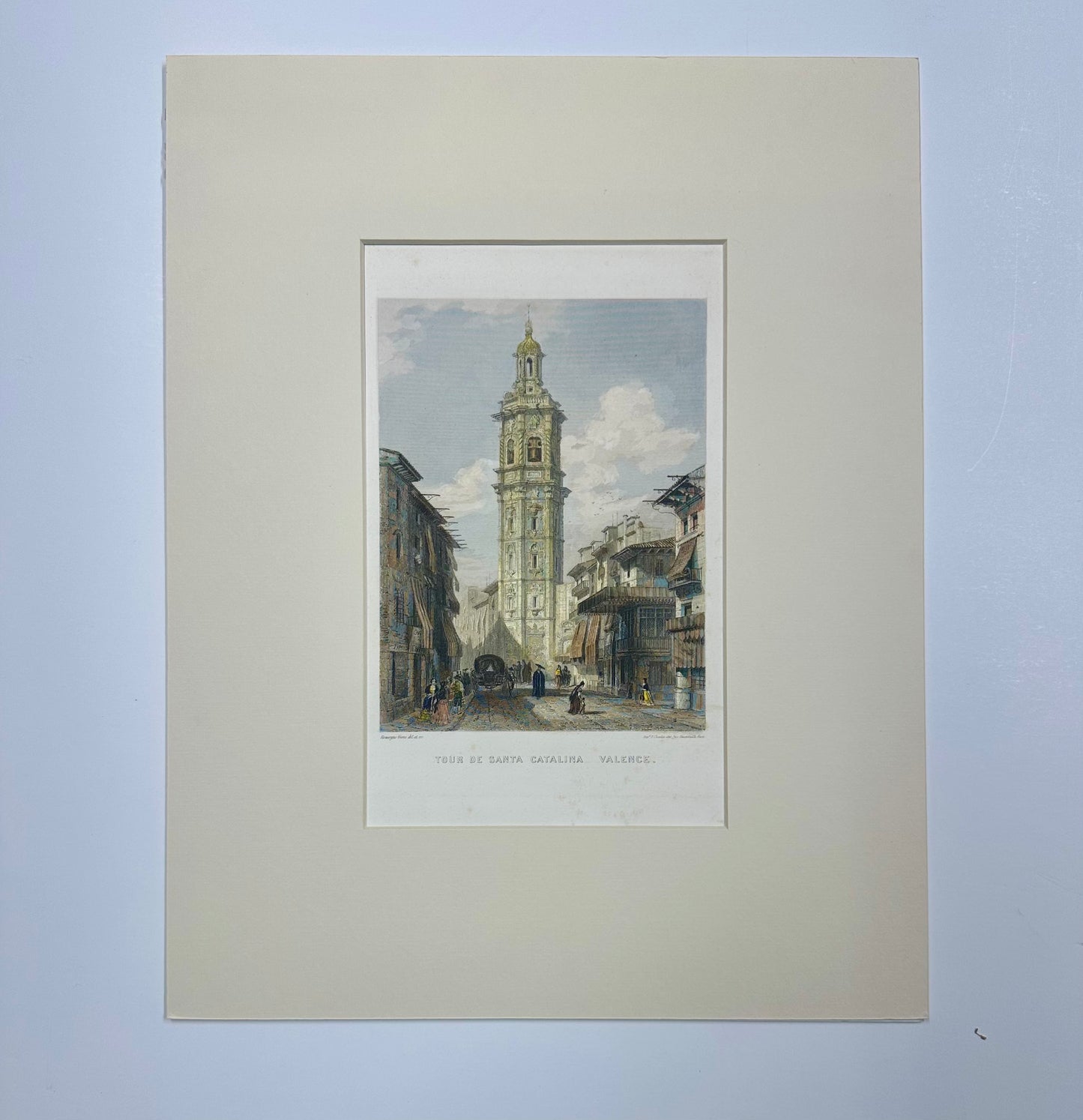 Church of Santa Catalina, Valencia, Spain Original Engraving, Circa 1851