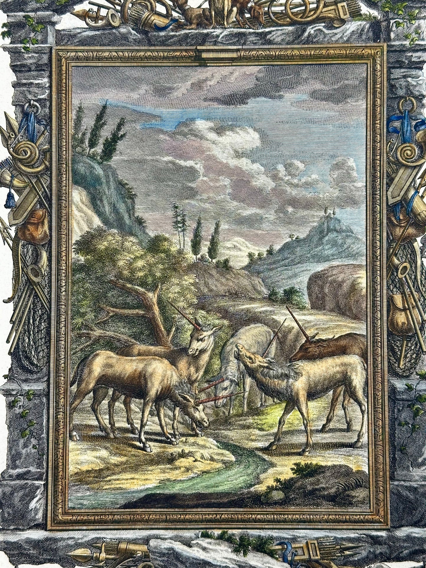 Antelopes Original Print by Johann Jakob Scheuchzer, 1731