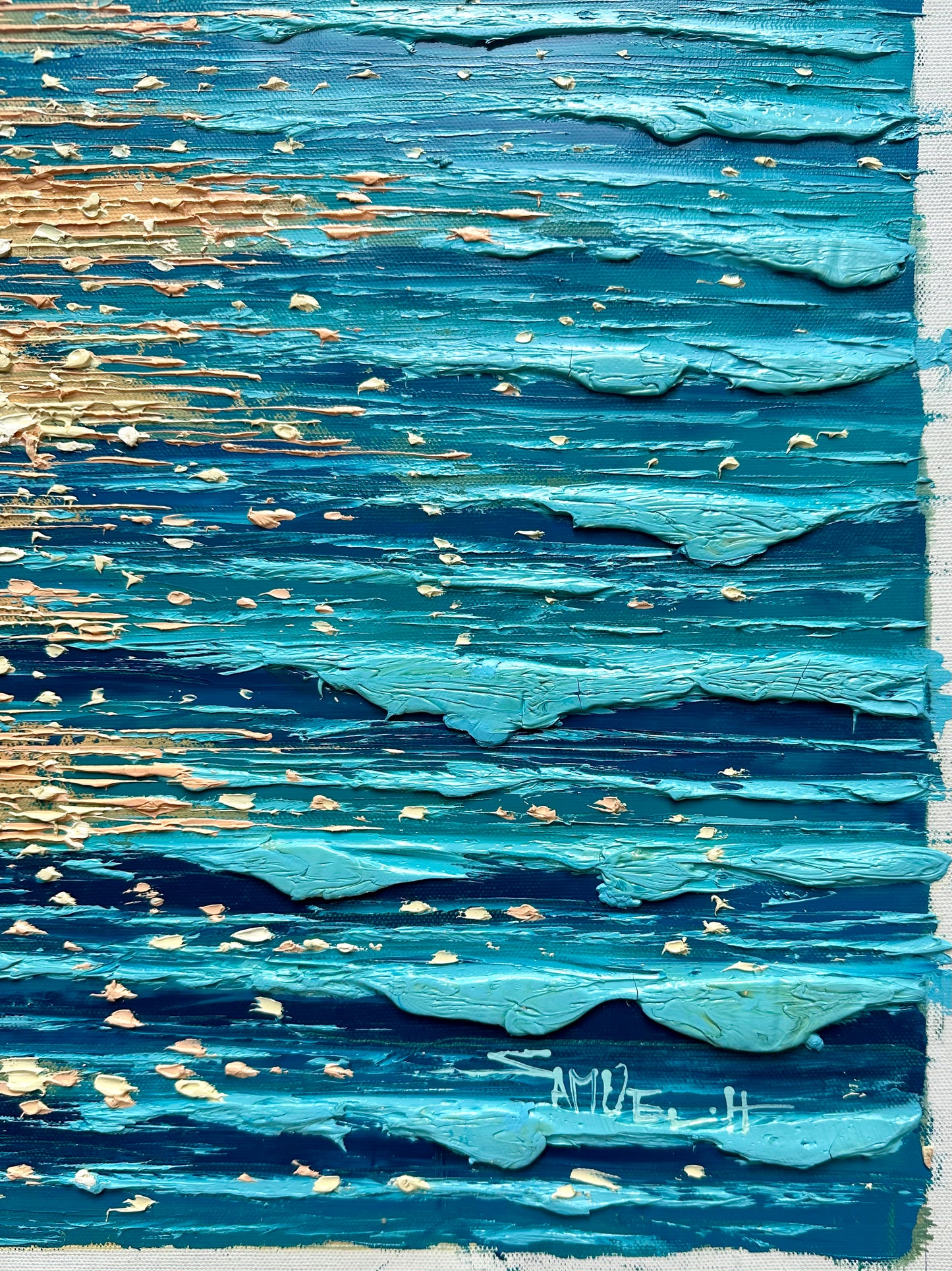 Ocean Shimmer — Seascape Original Oil Painting, Unstretched, by Samuel H. (24" x 36")