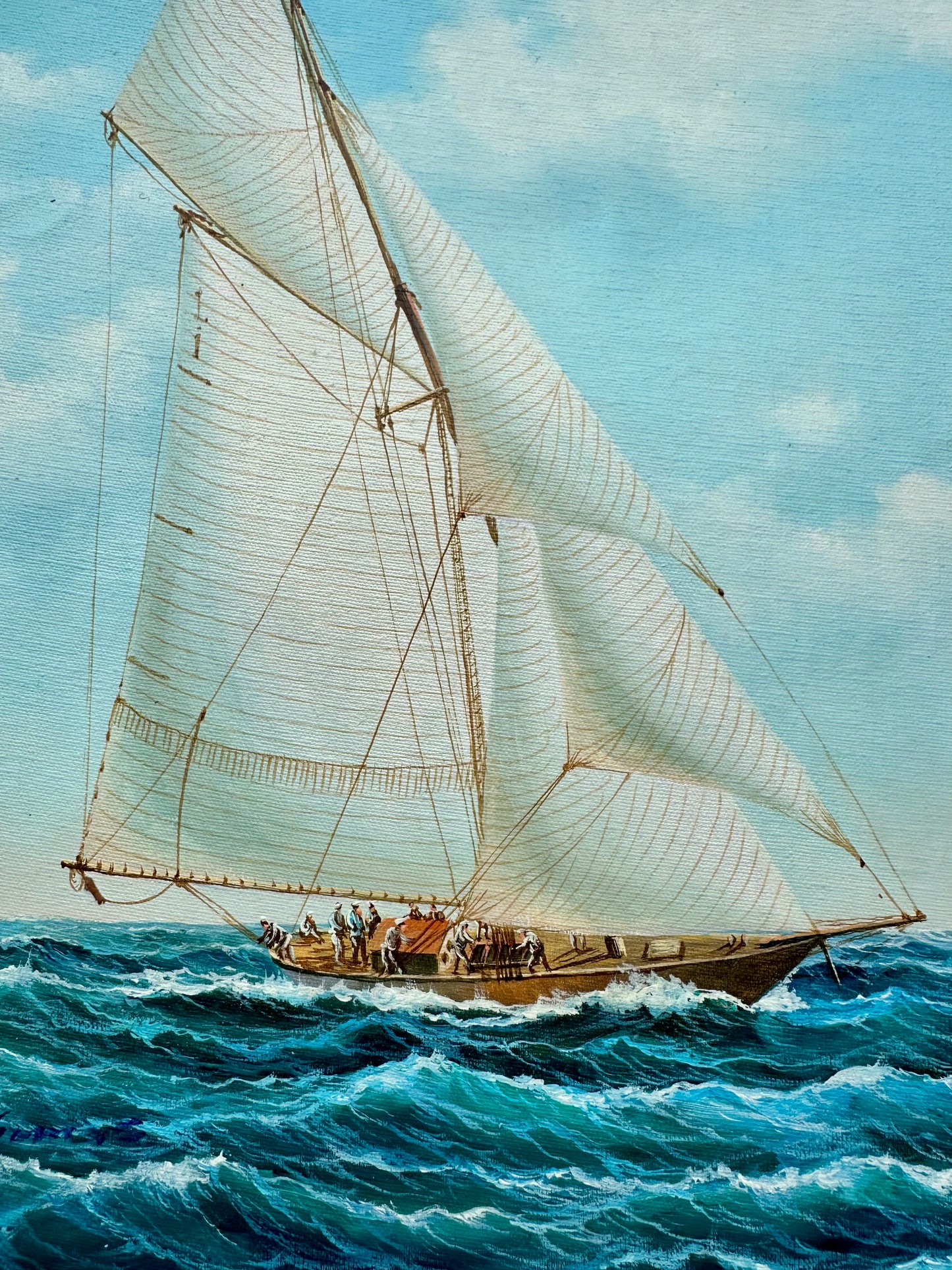 Schooner Yacht Sailboat Marine Oil Painting on Canvas, Unstretched, by Thomas