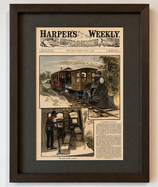 Thomas Edison & the First Electric Railroad – Menlo Park, New Jersey, Harper's Weekly, 1882