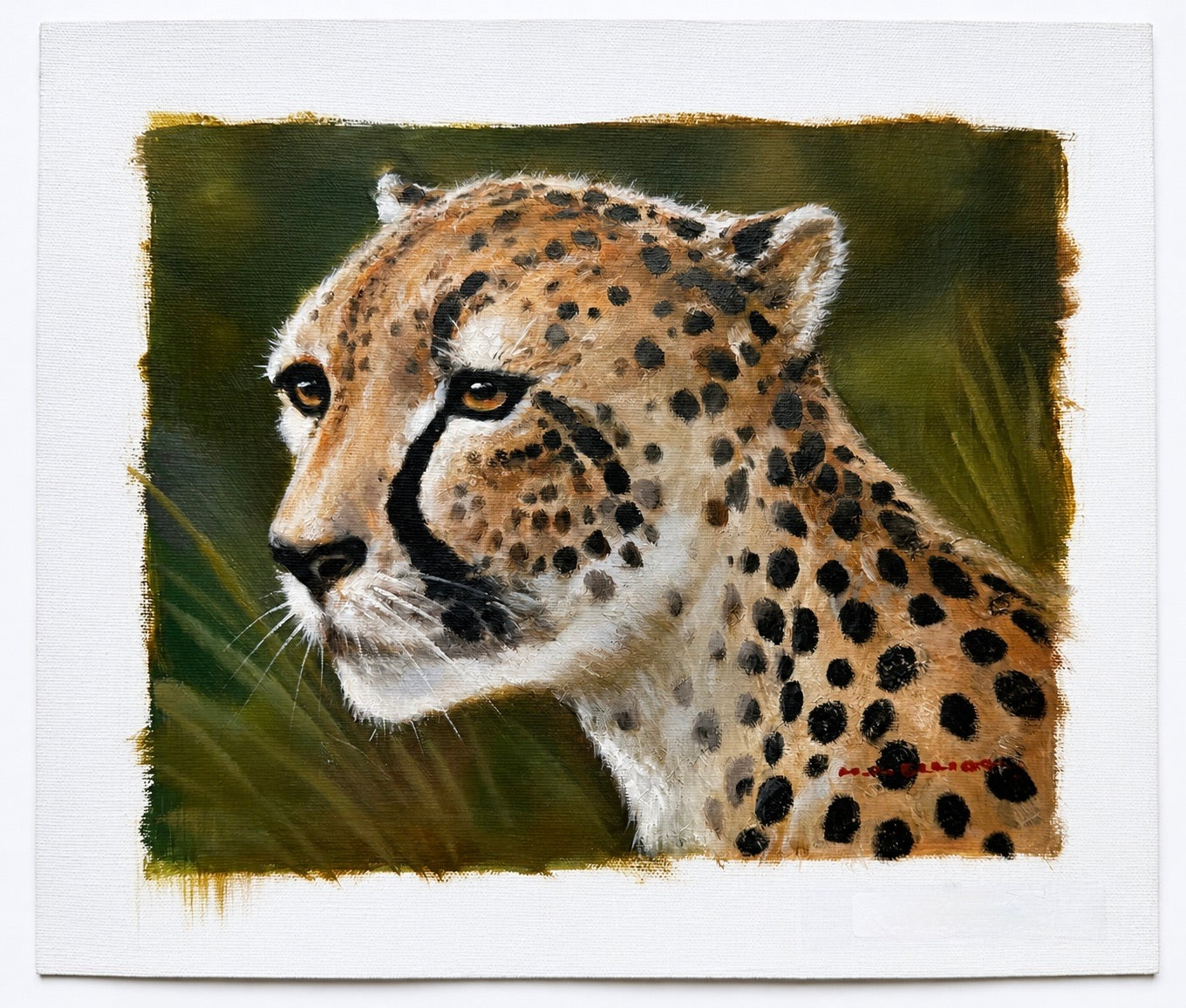 Original Cheetah Oil Painting on Canvas – by Grossman – 8" x 10" Unstretched Canvas