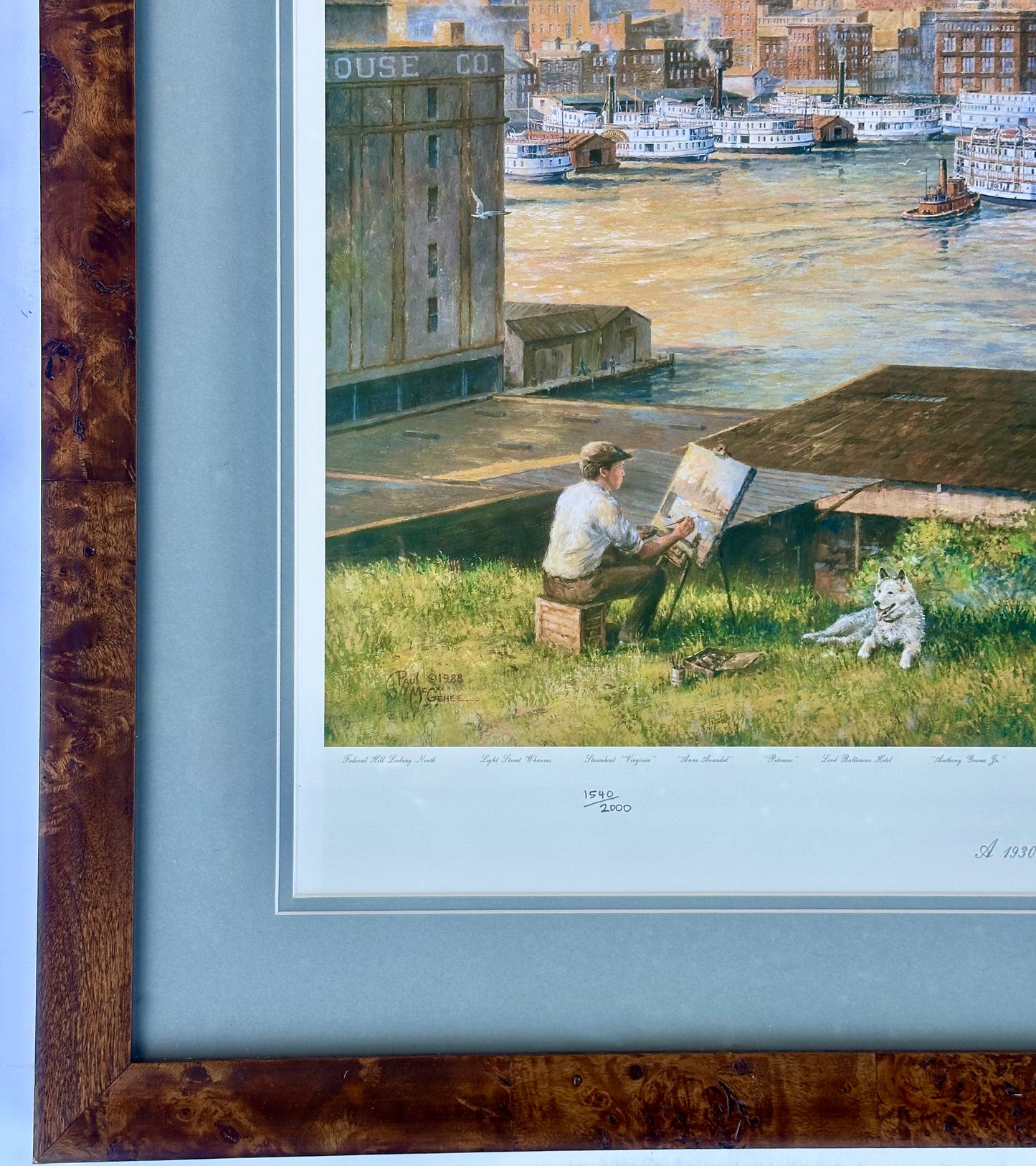 Baltimore Harbor from Federal Hill, Framed Limited Edition Print – Signed Paul McGehee