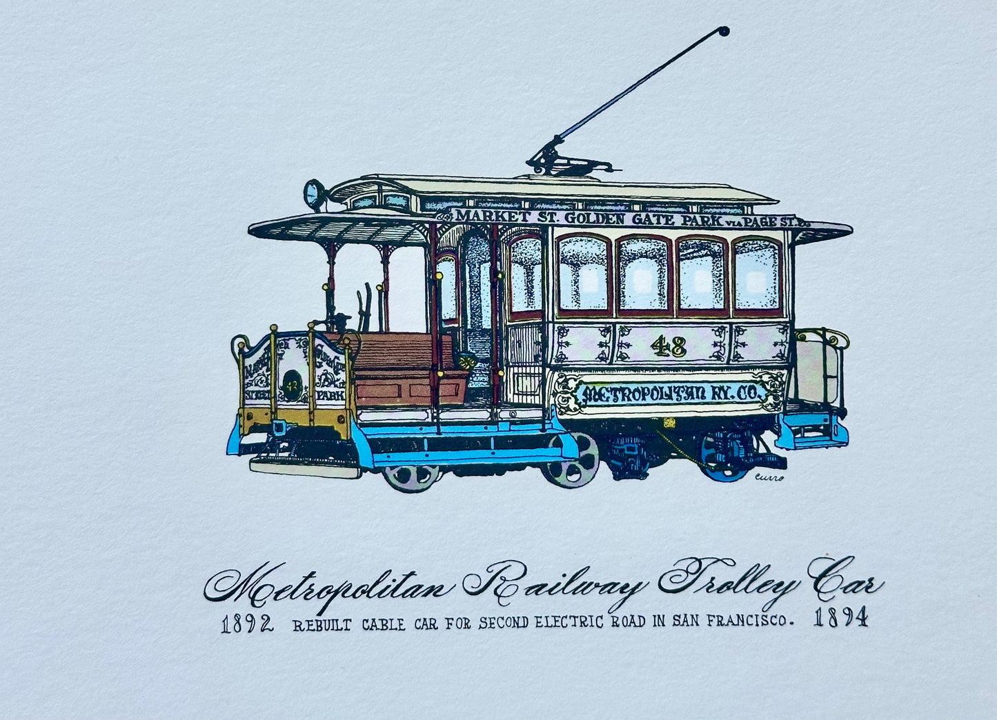 Set of 10 Vintage San Francisco Cable Car & Streetcar Lithograph Prints — Railway & Locomotive Historical Society