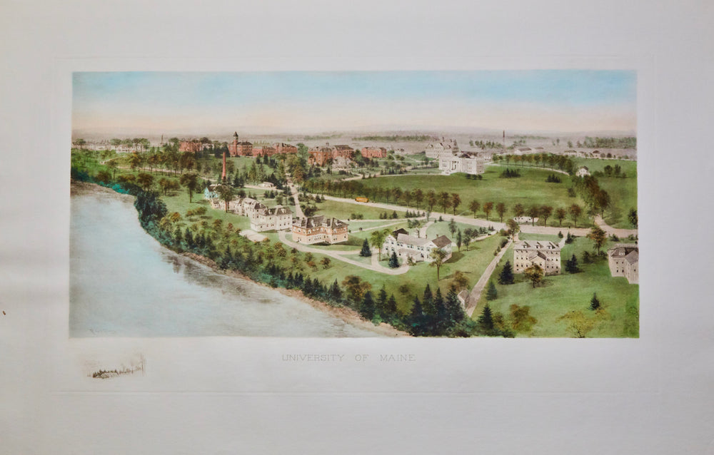 University of Maine Engraving, After Richard Rummell, c.1913 — Hand-Colored Print Wove Paper, Large
