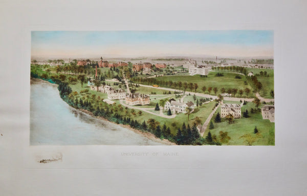 University of Maine Engraving, After Richard Rummell, c.1913 — Hand-Colored Print Wove Paper, Large