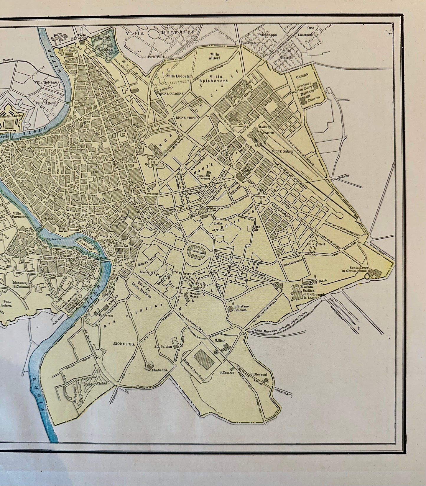 Rome, Italy, Original Map by Cram, 1889