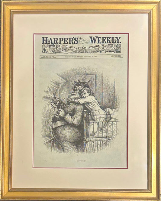 Santa Claus, Original print by Thomas Nast,  1881 (Framed)