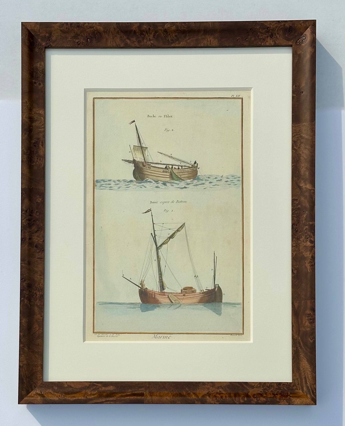 Set of Four Framed French Maritime Ship Engravings