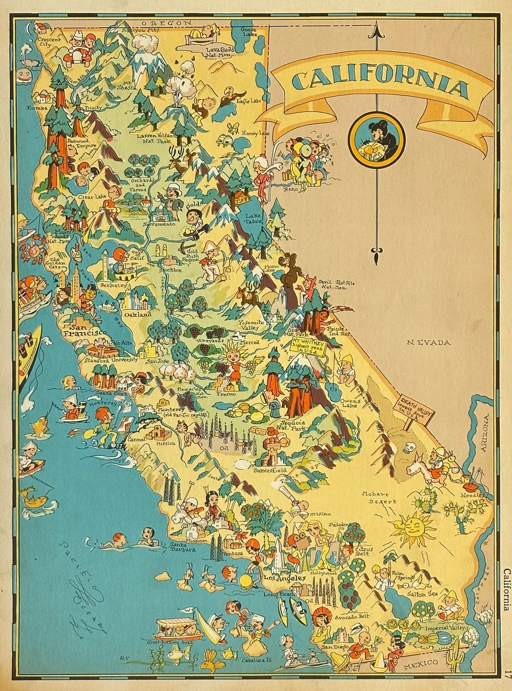 Vintage Map of California, 1935