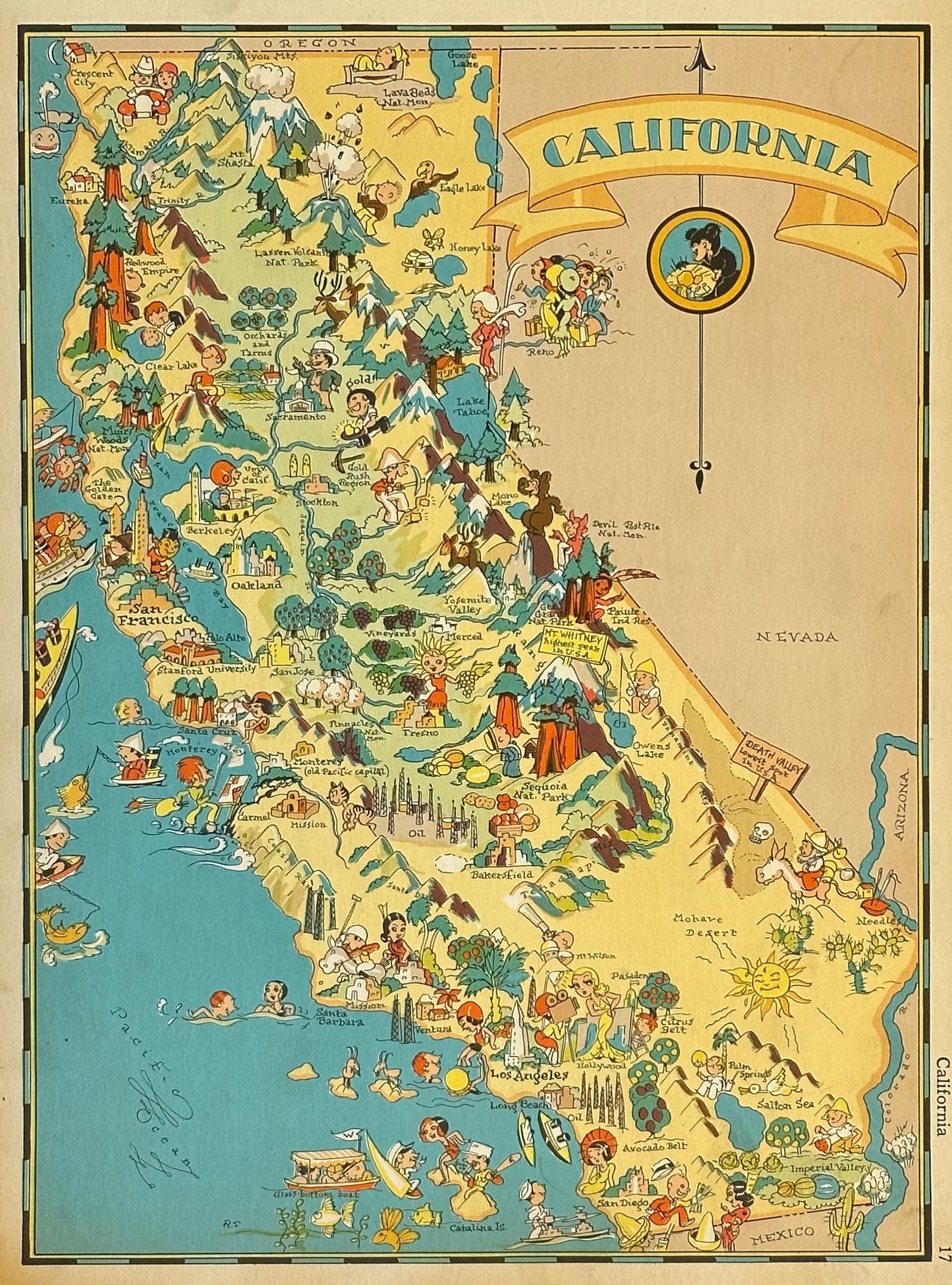 Vintage Map of California, 1935