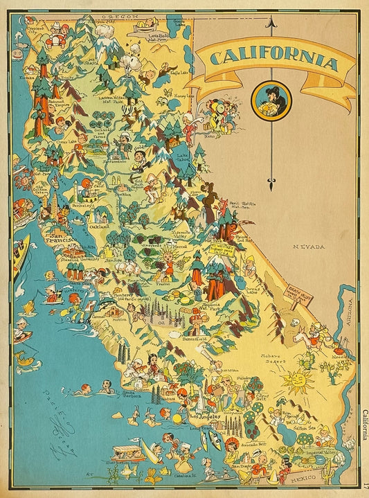 Vintage Map of California, 1935