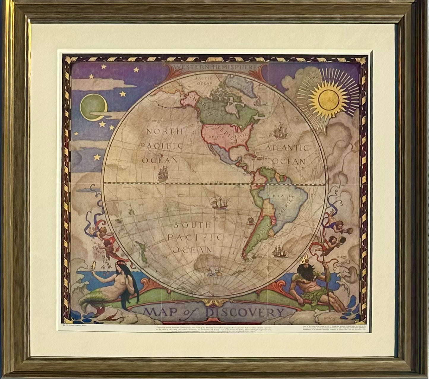 Map of Discovery, Nc Wyeth, 1928 (Set of 2, Framed)