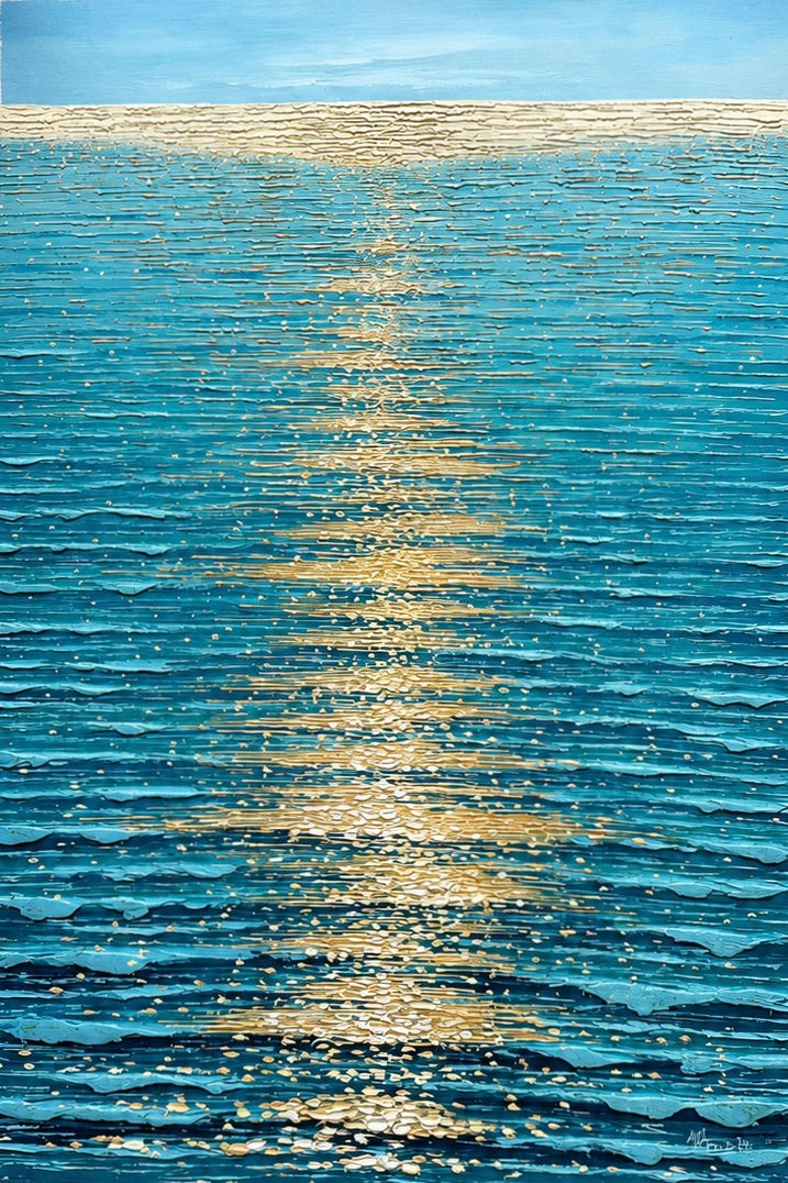 Ocean Shimmer — Seascape Original Oil Painting, Unstretched, by Samuel H. (24" x 36")