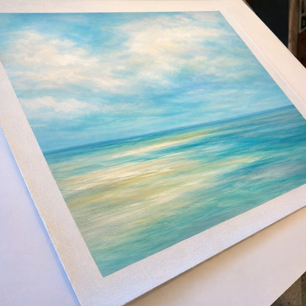 Abstract Shoreline Horizon Coastal Seascape – Original Painting by Ryan C.