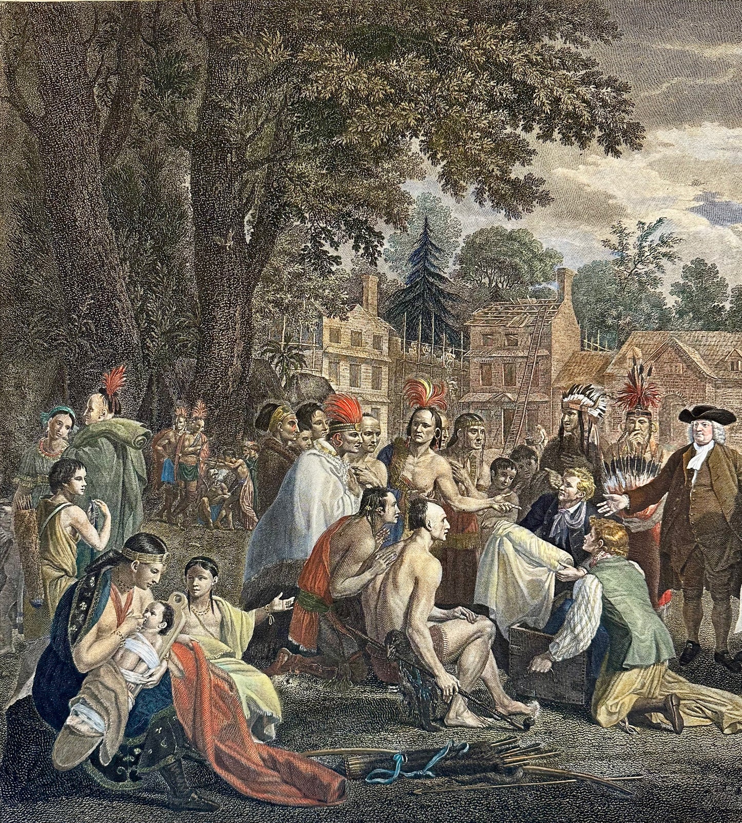 William Penn's Treaty with the Indians — Original Hand-Colored Engraving by Hall, circa 1771