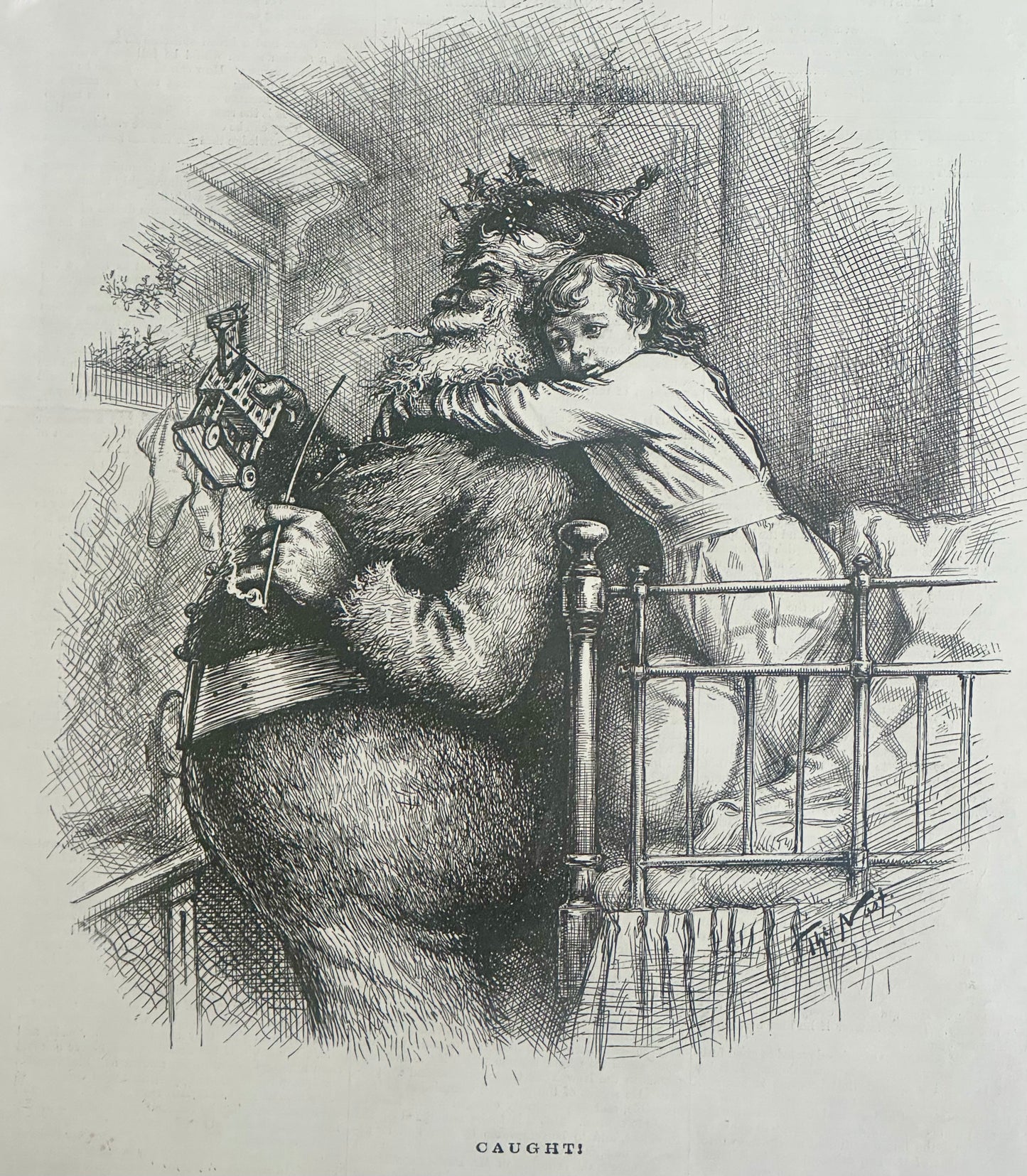 Santa Claus, Original print by Thomas Nast,  1881 (Framed)
