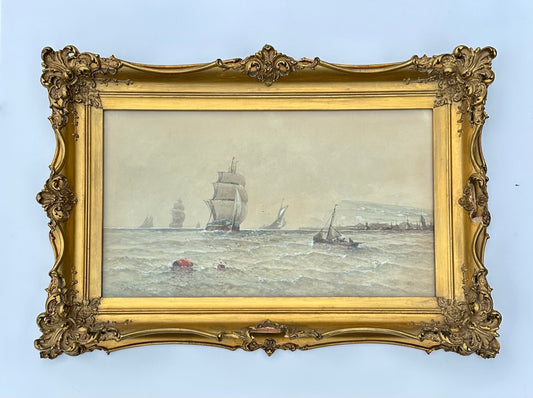 Maritime Watercolor Clipper Ship at Sea by Saint Clair Mulholland