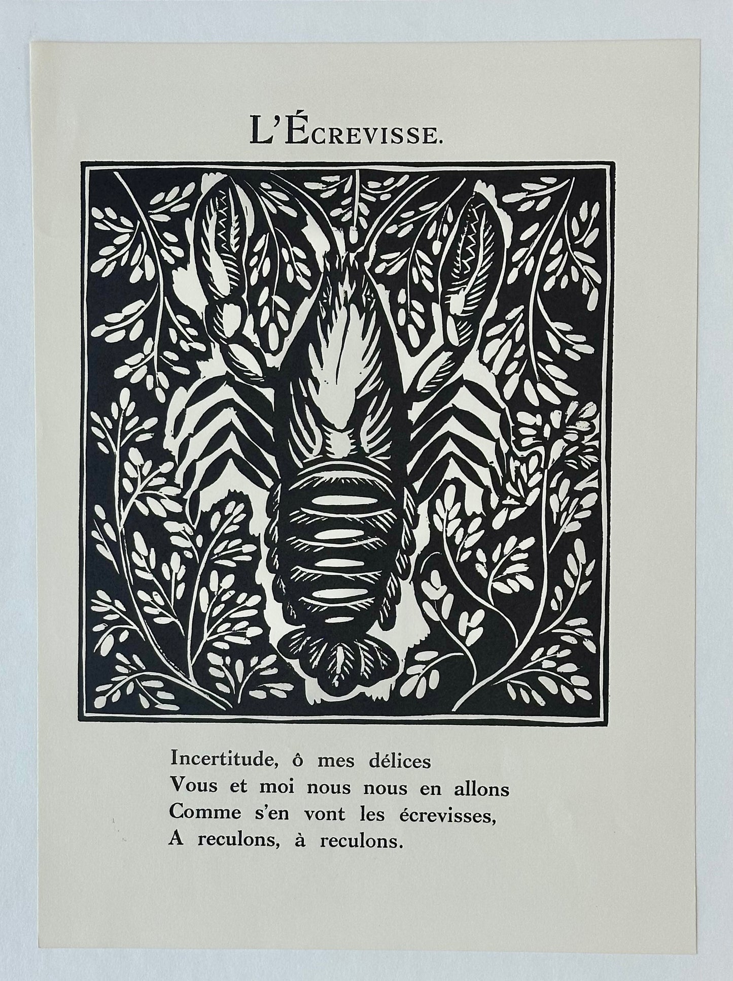 Crayfish Poem after Raoul Dufy, 1911
