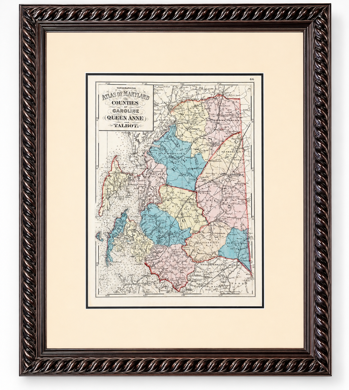Talbot, Queen Anne & Caroline | Original 1873 Maryland Counties Map – Stedman & Brown