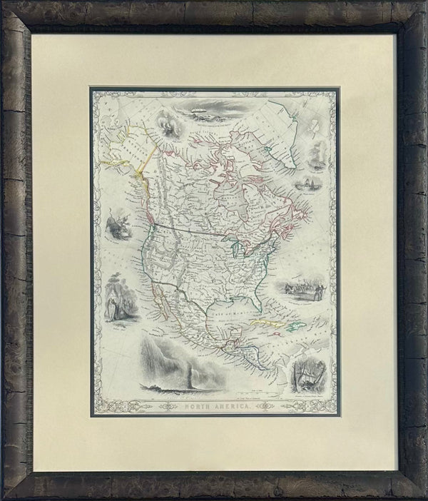 North America Map by Tallis, 1851