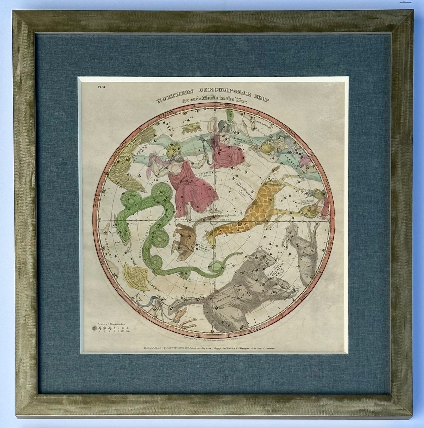 1835 Original Celestial prints by Elijah Burritt, S/2 framed