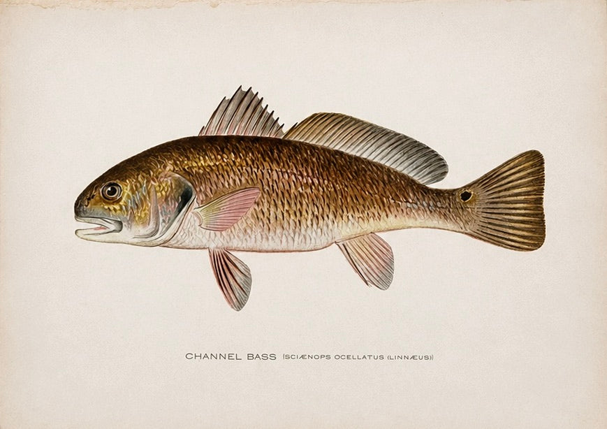 Blue Gill Sunfish & Chanel Bass by Denton, Circa 1903 (S/2)