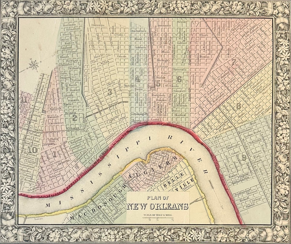 New Orleans, Original Engraving by Samuel Mitchell, 1863