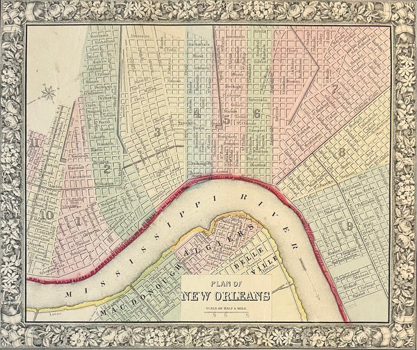 New Orleans, Original Engraving by Samuel Mitchell, 1863