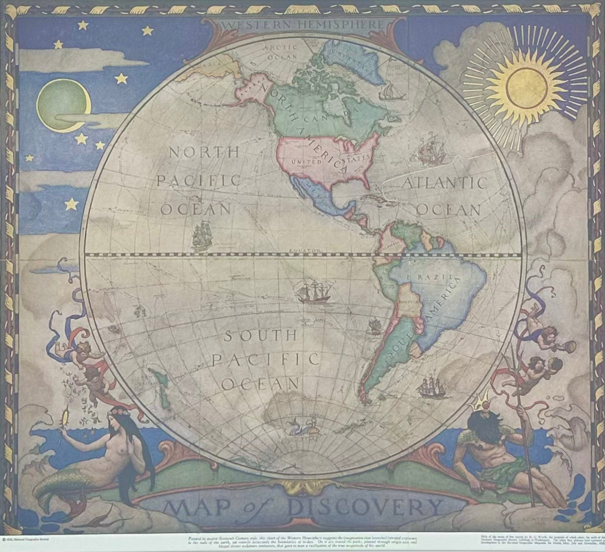 Maps of the World, N.C. Wyeth. Lithograph, 1928 (Pair)