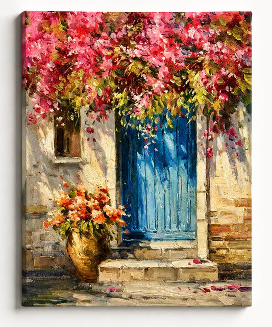Original Coastal Doorway Oil Painting by Eric Sam — Architectural Seaside Scene, 12 × 16