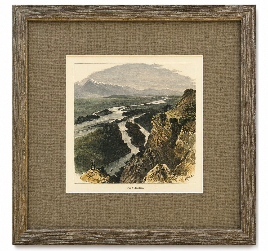 Yellowstone, Wyoming Original Landscape Framed Print, 1872