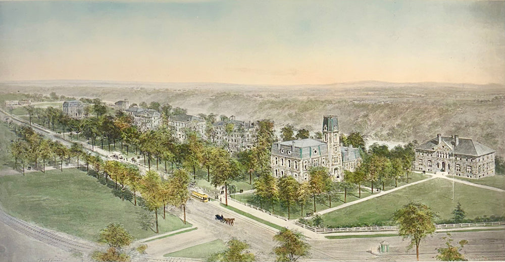 Colby College Engraving, After Richard Rummell, c.1913 — Hand-Colored Re-Strike on Wove Paper, Large