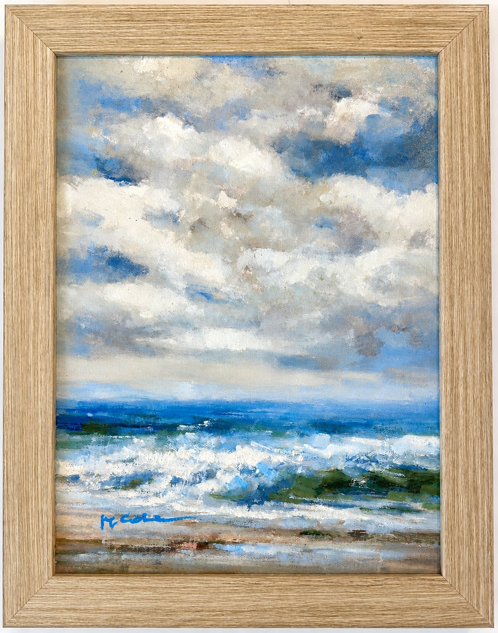Seascape Ocean Waves Dramatic Stormy Impressionist Coastal Original Oil Painting by H. Cole
