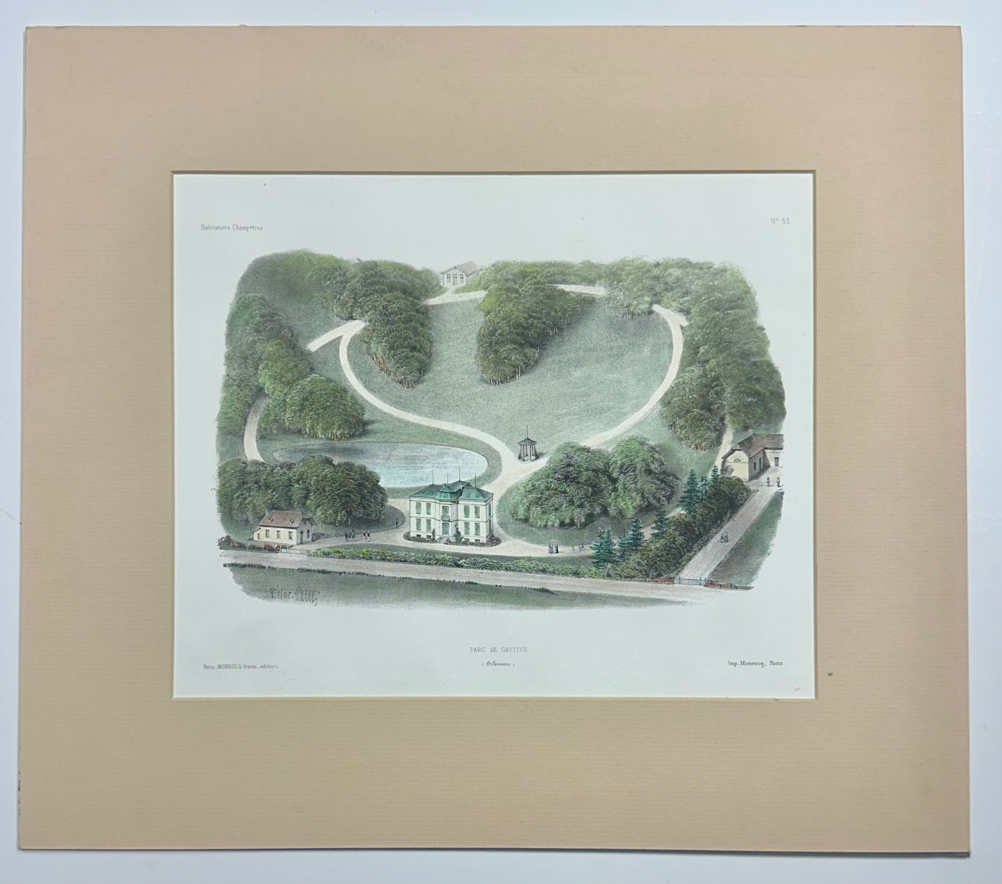 Parc De Gastines Original Lithograph, 1860