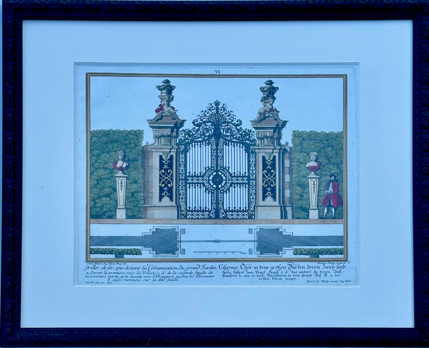 Architectural Garden Gates by Johann George Oegg, Set of 3, Framed (c. 1740)