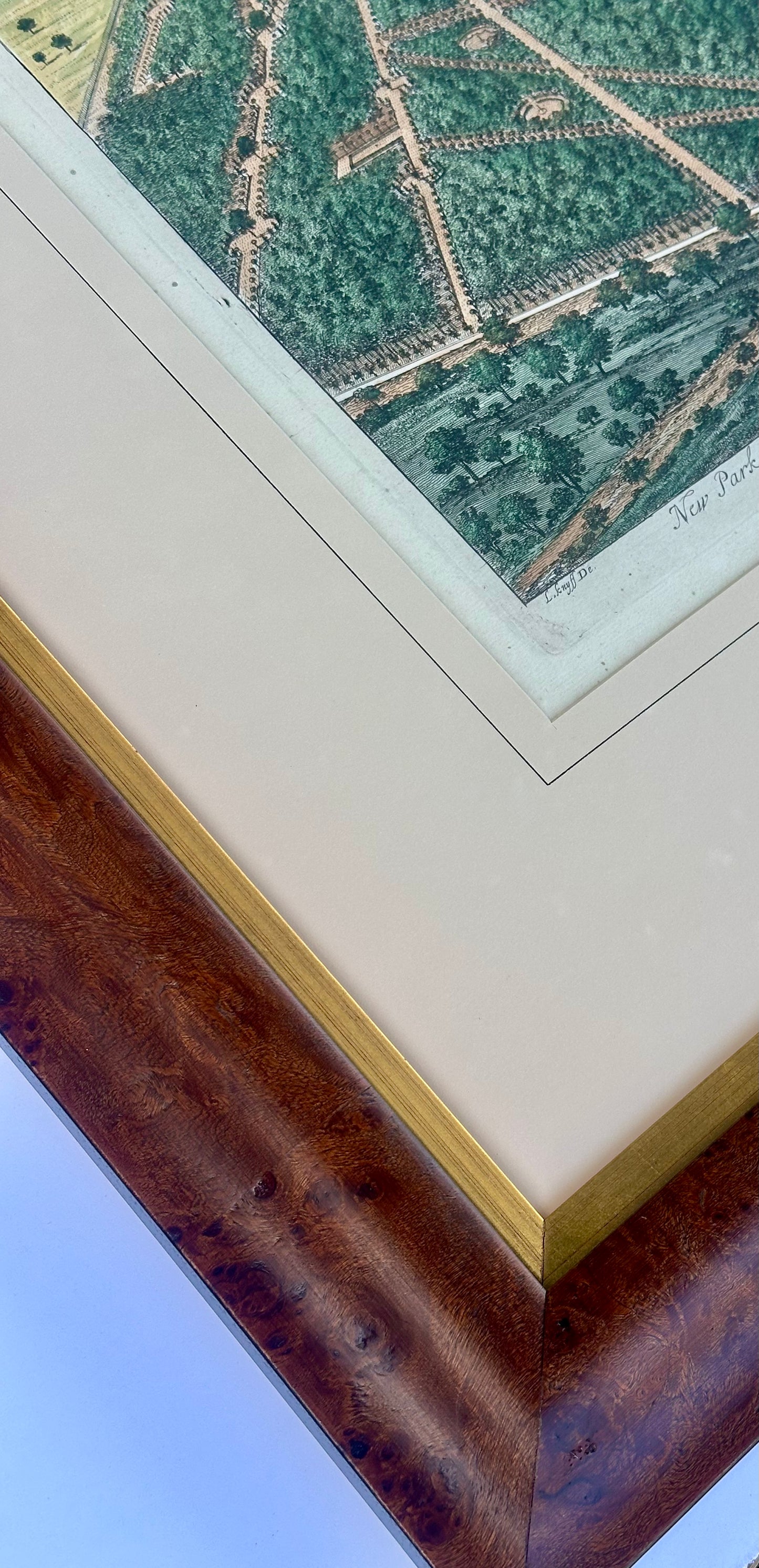 New Park Surrey, Seat of the Earl of Rochester by Johannes Kip, Original Print, circa 1712 (custom framed)